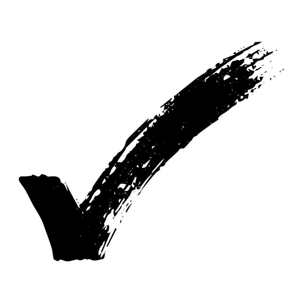 Hand drawn check mark illustration. Marker right sign clipart. Ink scribble checkbox. Single element vector