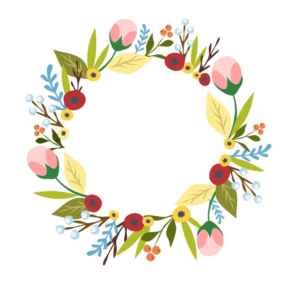 Floral decorative frame . Vector flowers in a circle. Wedding invitation.