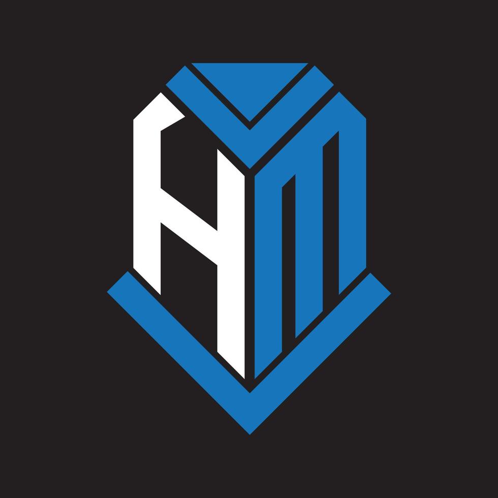 HM letter logo design on black background. HM creative initials letter logo concept. HM letter design. vector