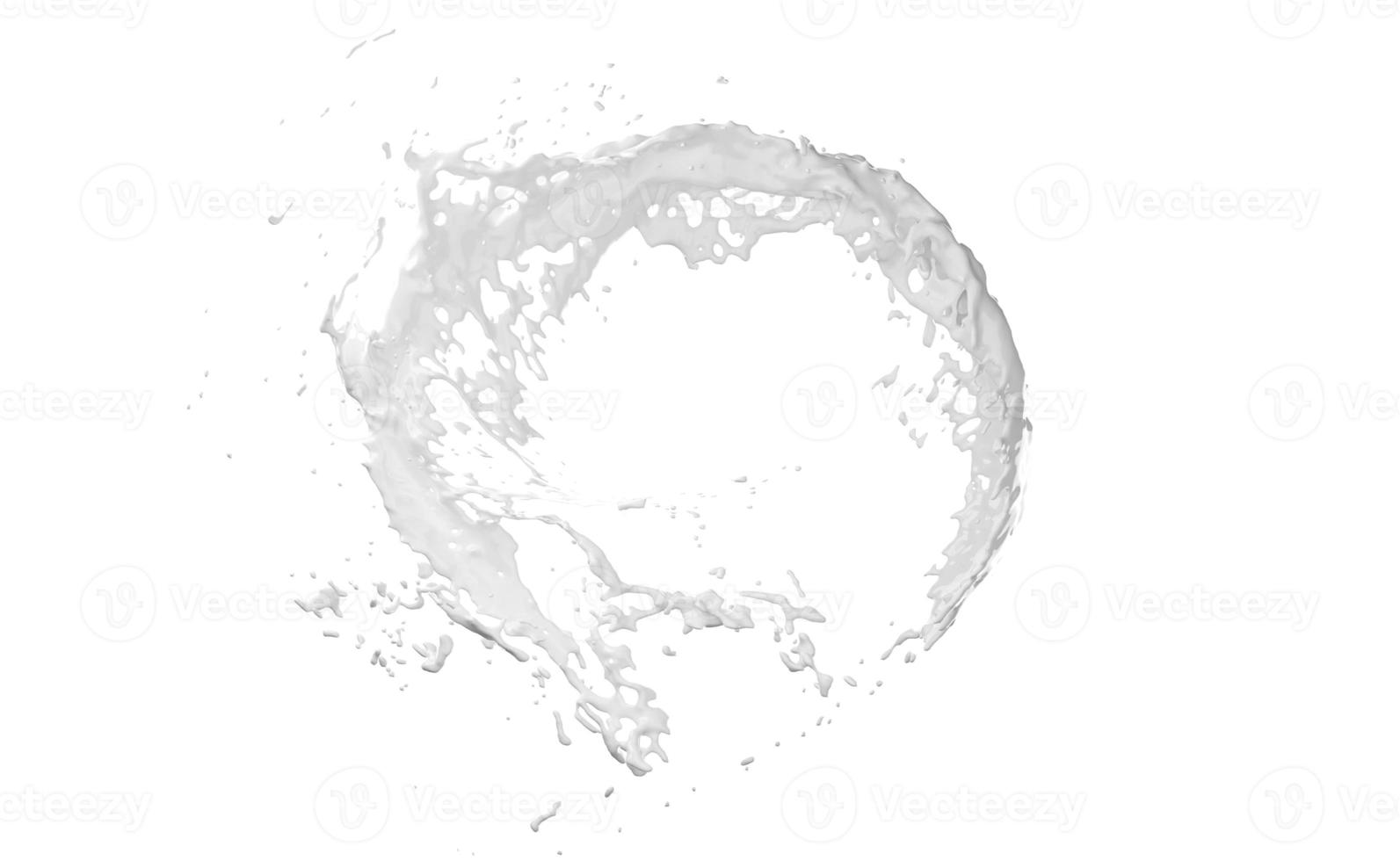 3d milk ripple splash isolated on white background. 3d render illustration photo