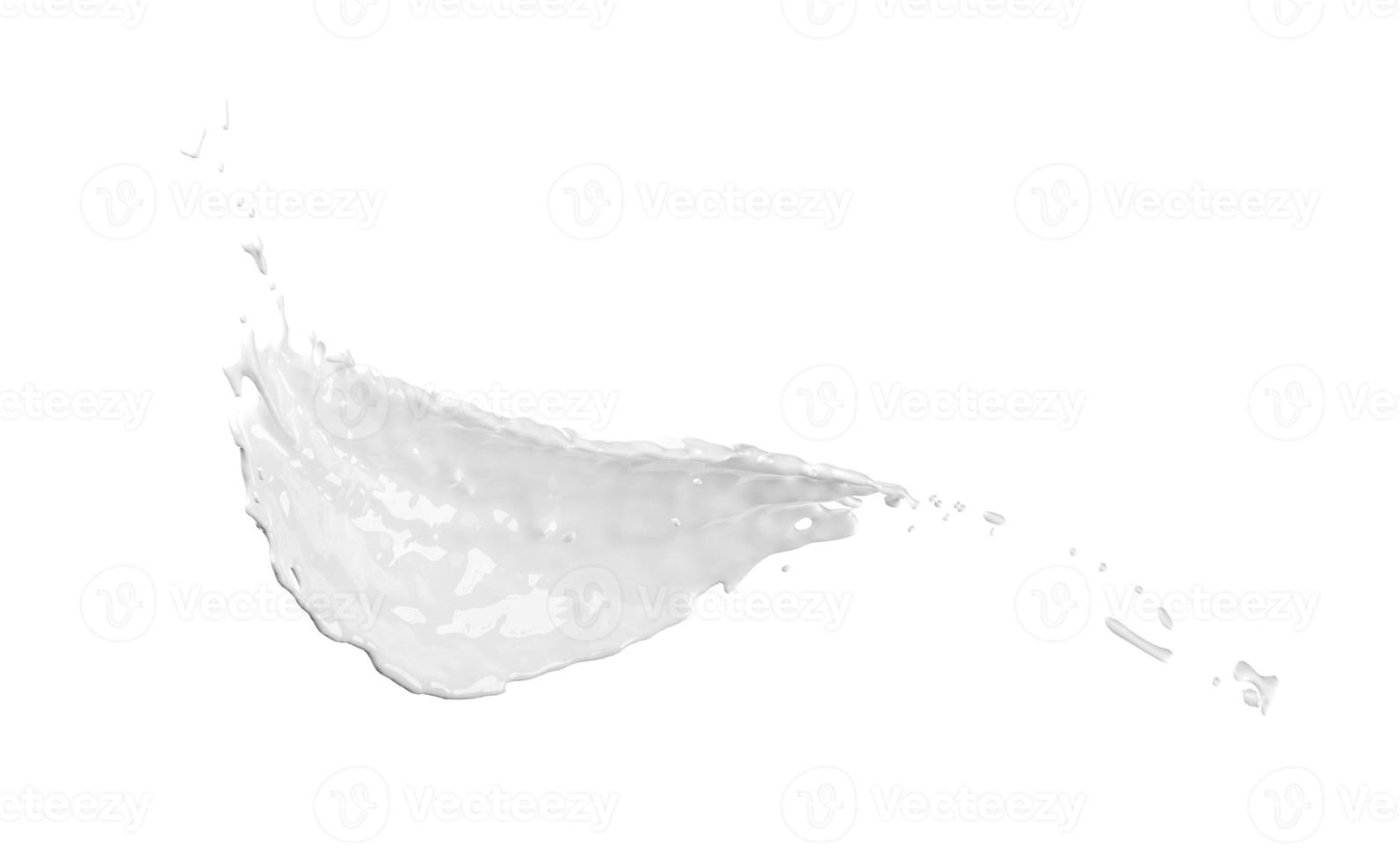 Splash de ondulación de leche 3d aislado sobre fondo blanco. ilustración de procesamiento 3d foto