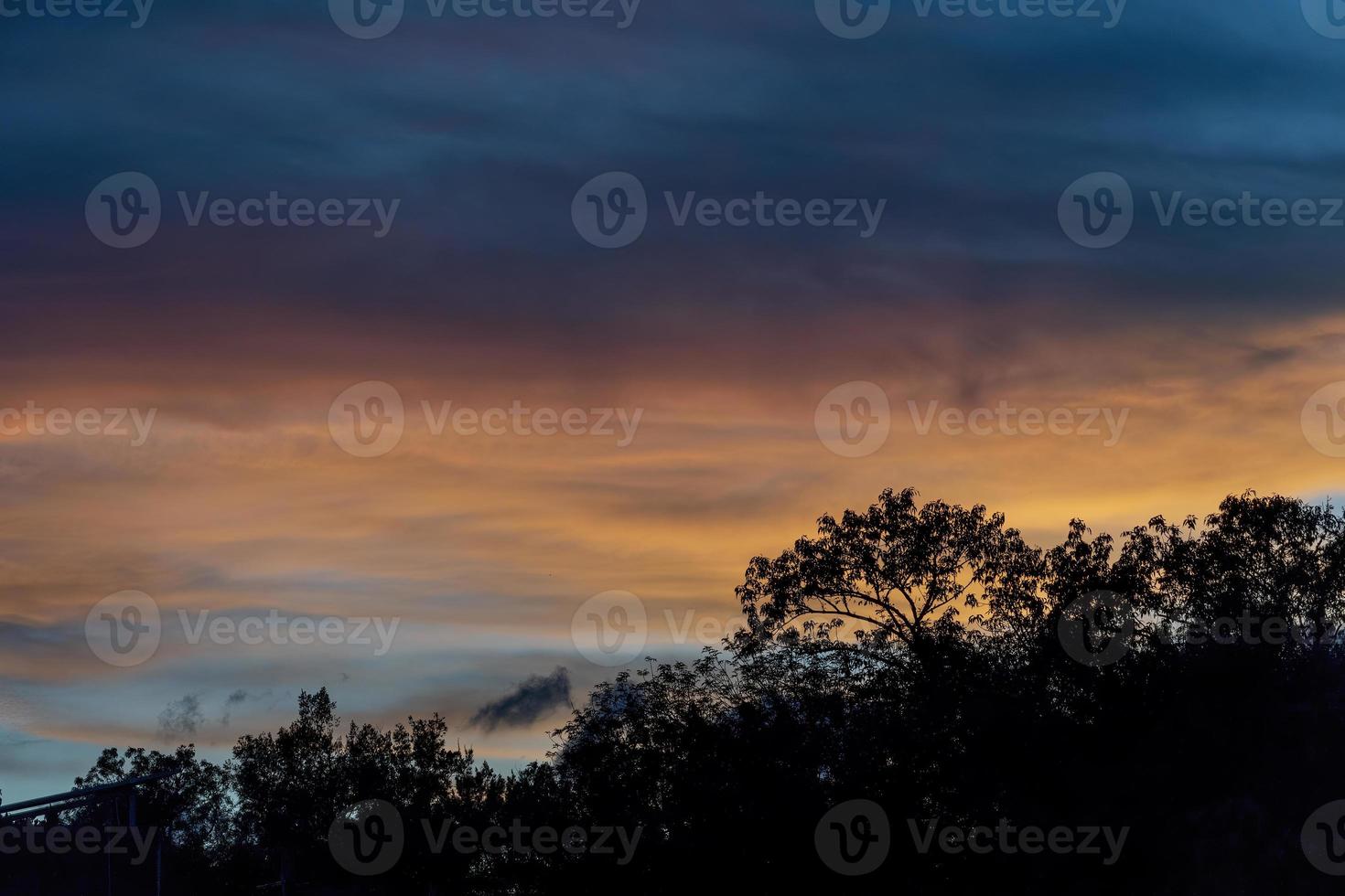 sunset with red and blue dramatic sky, silhouette against the light, shadow of trees, background, colorful, mexico, photo