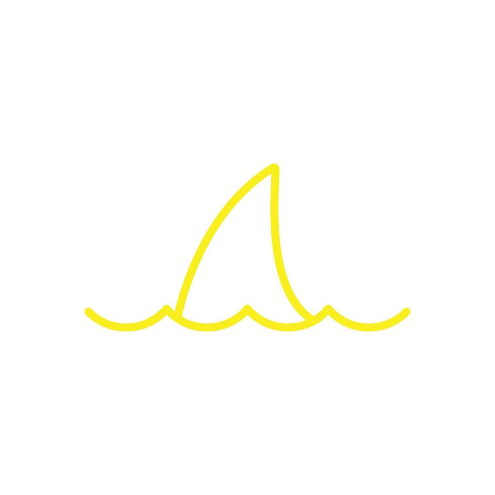 eps10 vector amarillo aleta de tiburón línea abstracta icono de arte aislado sobre fondo blanco. símbolo de contorno de aleta de tiburón en un estilo moderno y plano simple para el diseño de su sitio web, logotipo y aplicación móvil