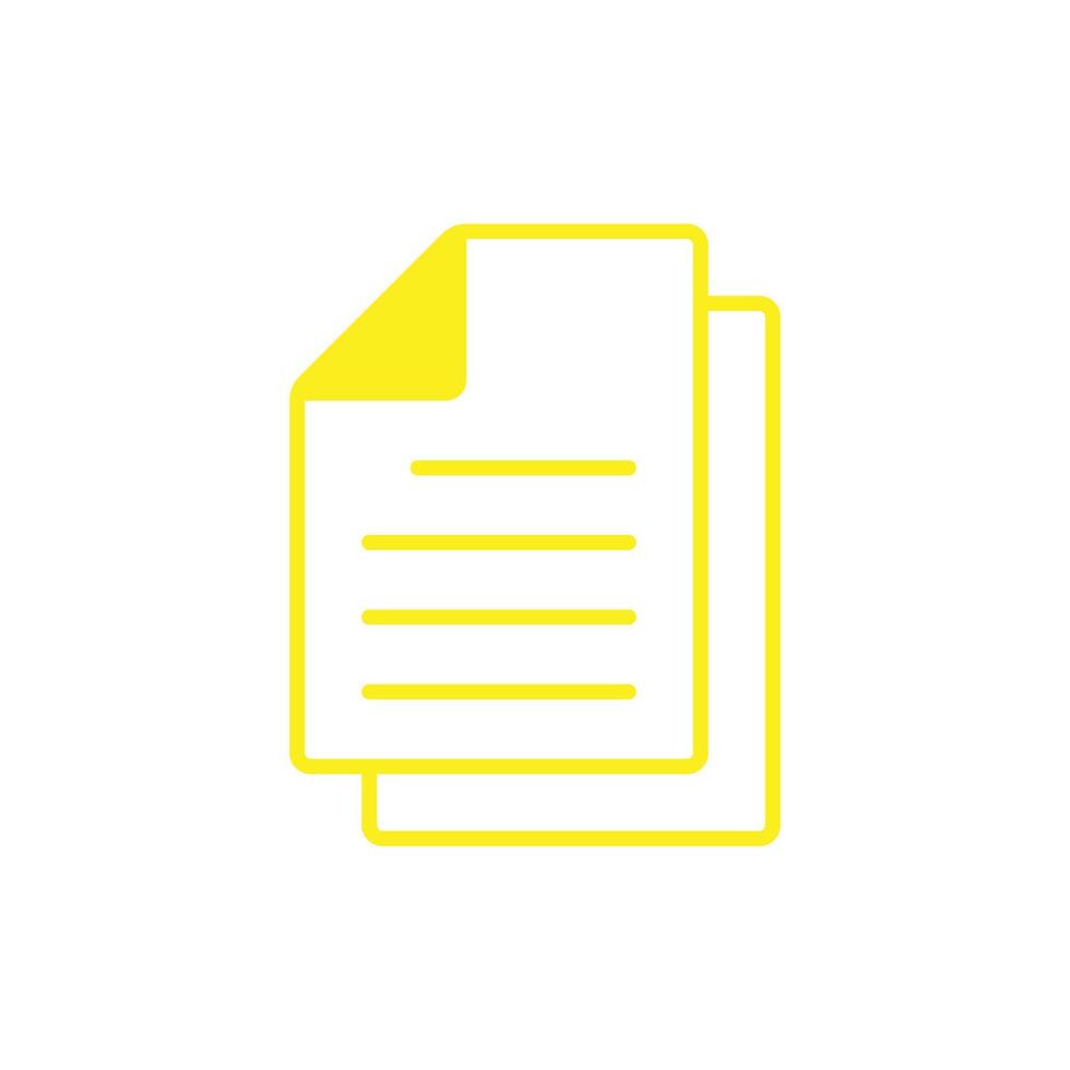 eps10 yellow vector copy file or document line art icon isolated on white background. paper or page outline symbol in a simple flat trendy modern style for your website design, logo, and mobile app