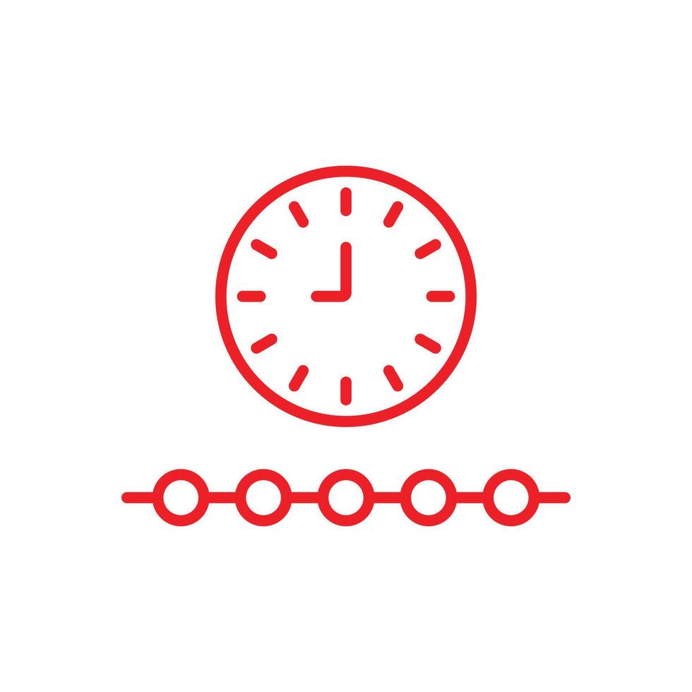 eps10 red vector timeline or progress line icon isolated on white background. fintech technology outlines symbols in a simple flat trendy modern style for your website design, logo, and mobile app