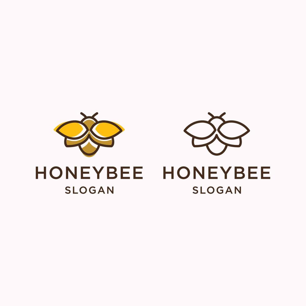 Honey bee logo icon flat design template vector