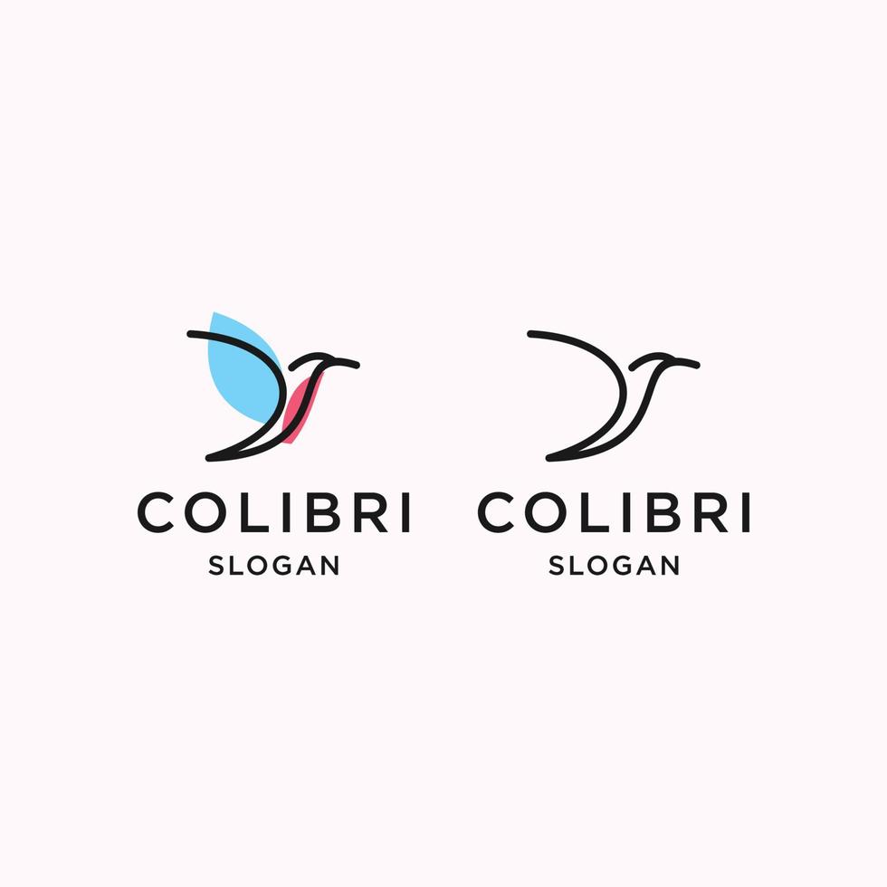 colibrí colibri pájaro logo icono línea contorno abstracto monoline vector ilustración