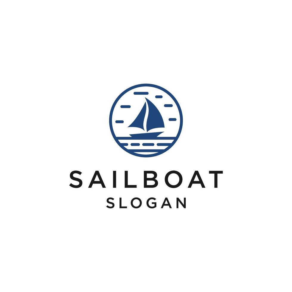 Sailboat logo icon flat design template vector