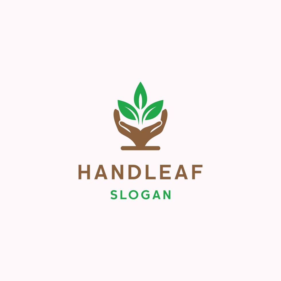 Hand leaf logo icon flat design template vector