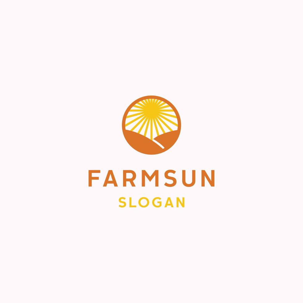 Ilustración de vector de plantilla de diseño de icono de logotipo de sol de granja