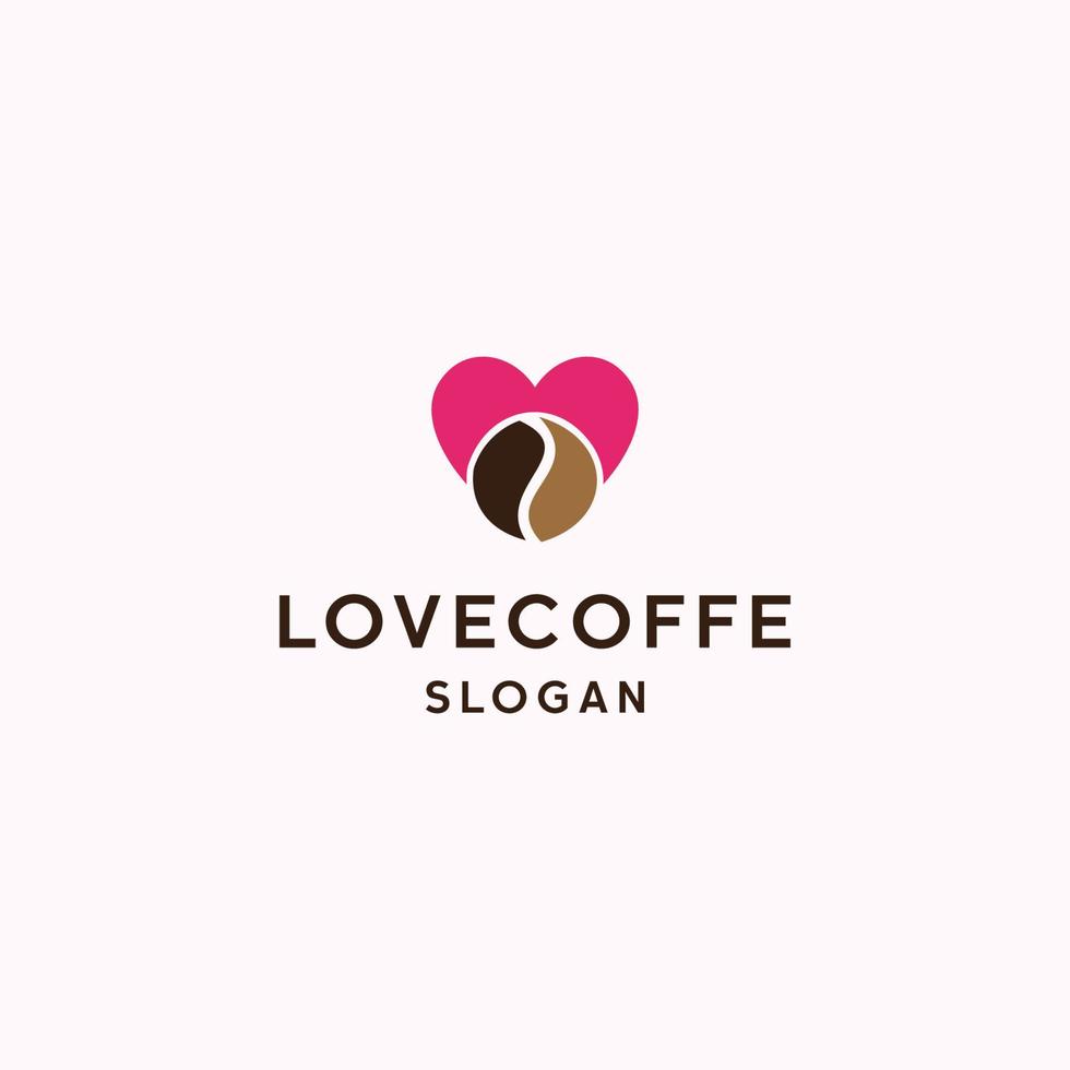 plantilla de diseño plano de icono de logotipo de café de amor vector