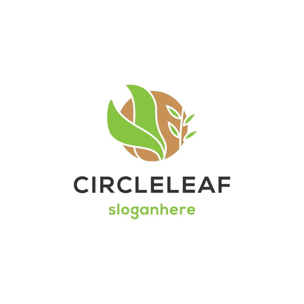 vector logo design leaf circle, green tea herbal, natural medicine, sprout with green leafs
