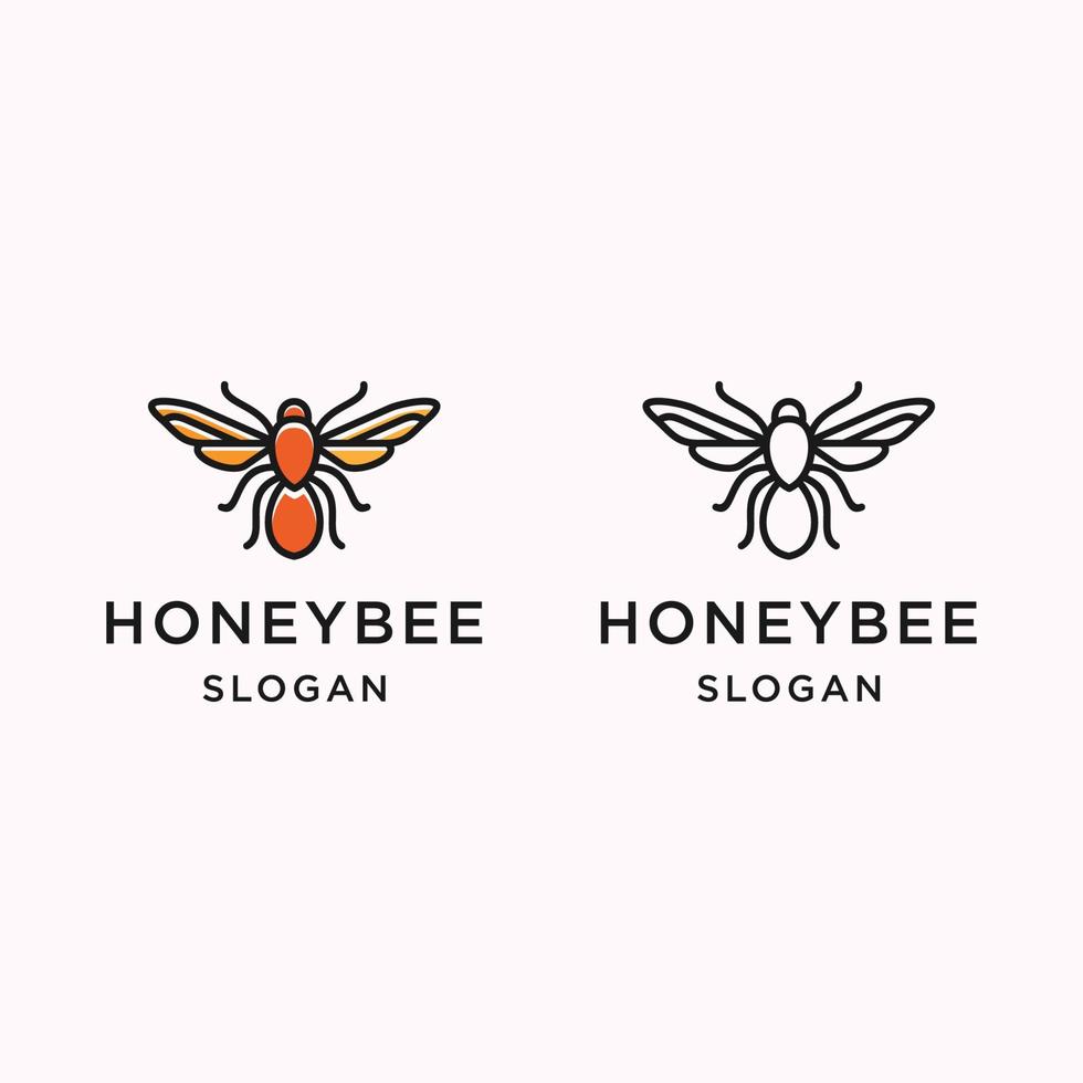 Honey bee logo icon flat design template vector