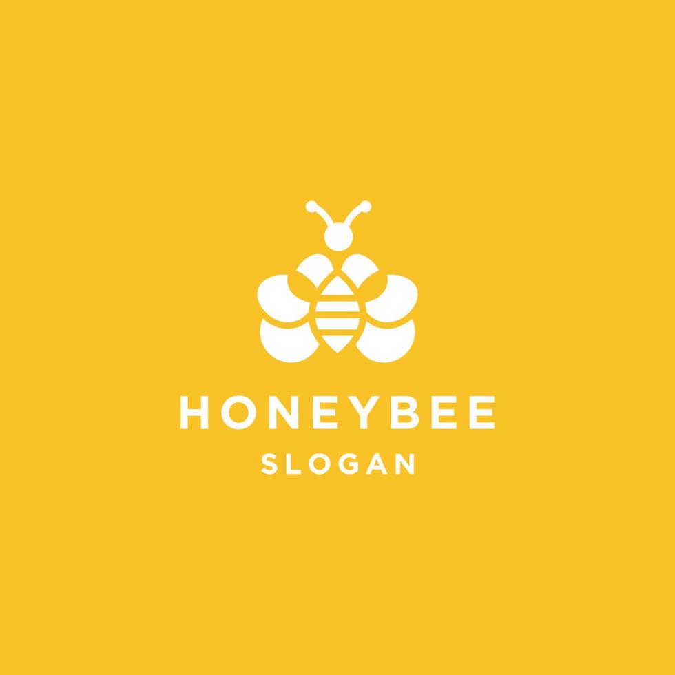 Honey bee logo icon flat design template vector