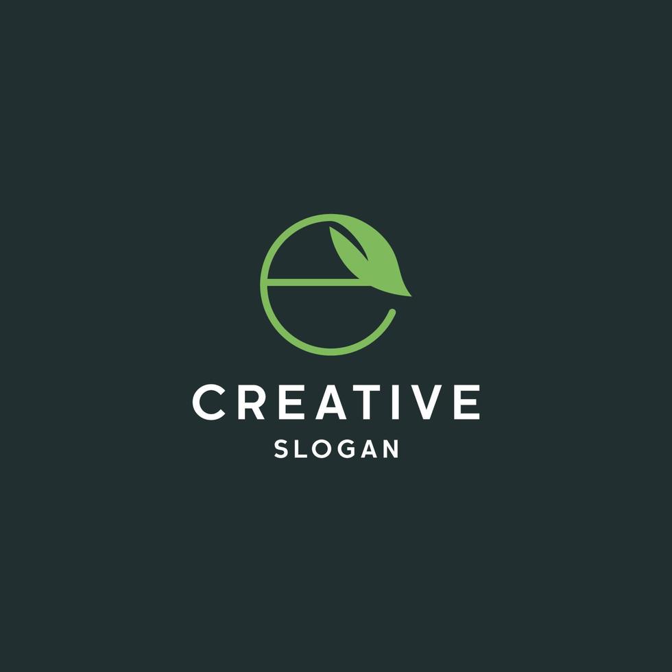 Letter e leaf logo icon flat design template vector