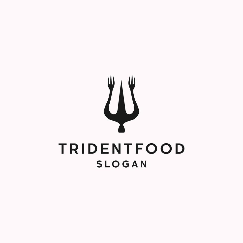 Trident food logo icon flat design template vector