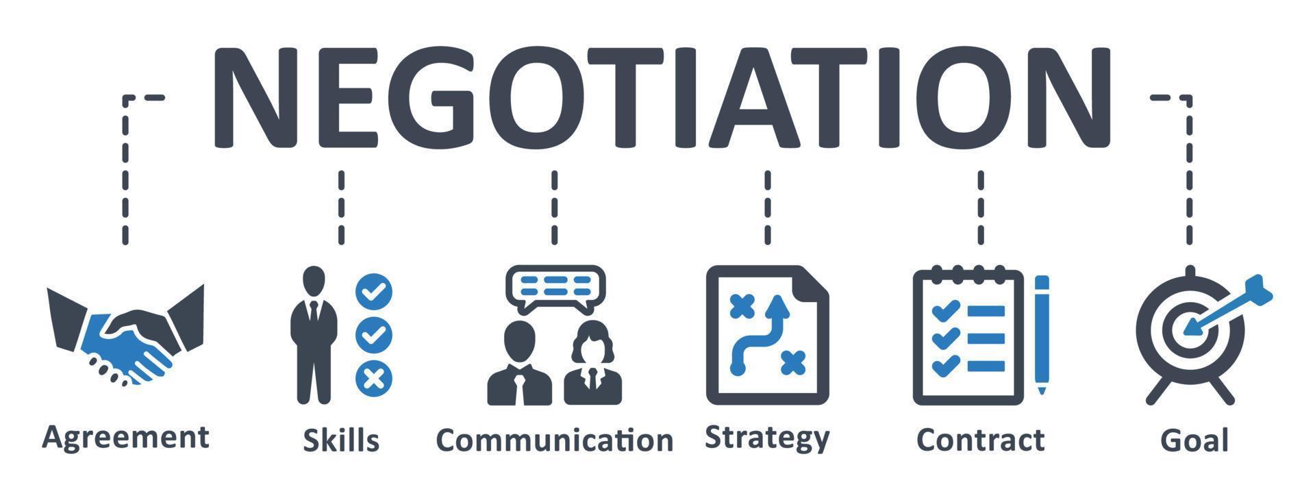 Negotiation icon - vector illustration . Negotiation, business, deal, skill, communication, tactic, contract, goal, agreement, infographic, template, presentation, concept, banner, icon set, icons .