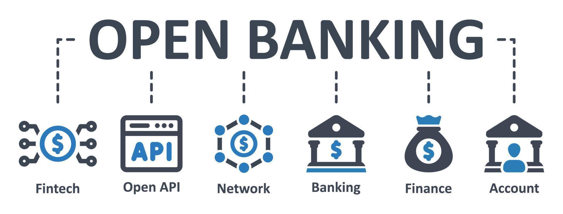 Open Banking icon - vector illustration . open, banking, fintech, coding, open api, finance, account, bank, infographic, template, presentation, concept, banner, pictogram, icon set, icons .