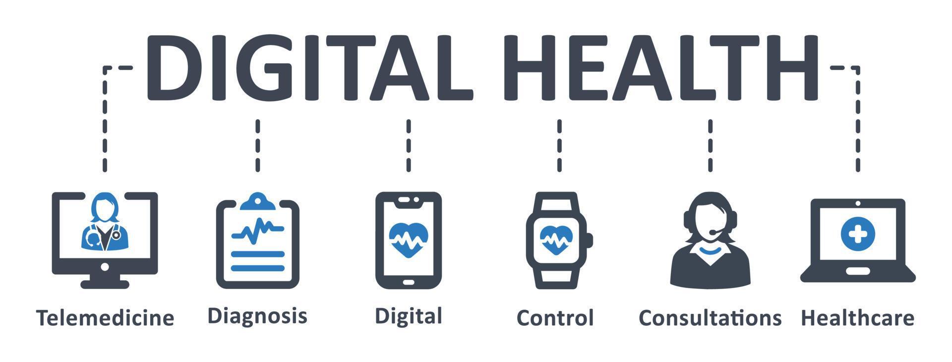 Digital Health icon vector illustration . Digital, health, medical