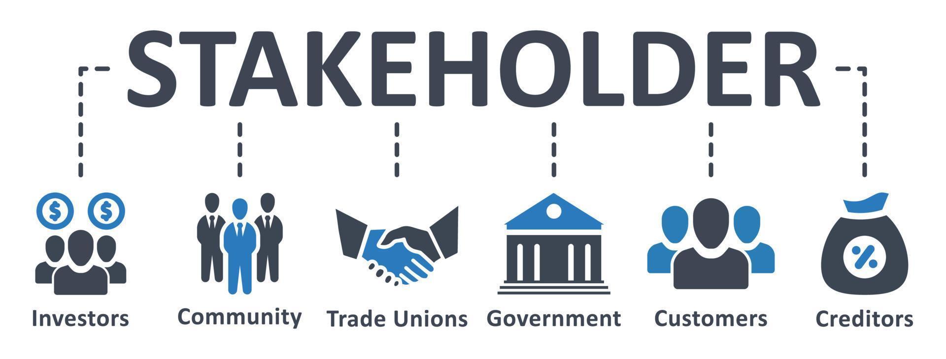 Stakeholder icon - vector illustration . Stakeholder, investor, government, creditors, trade unions, suppliers, customers, infographic, template, presentation, concept, banner, icon set, icons .