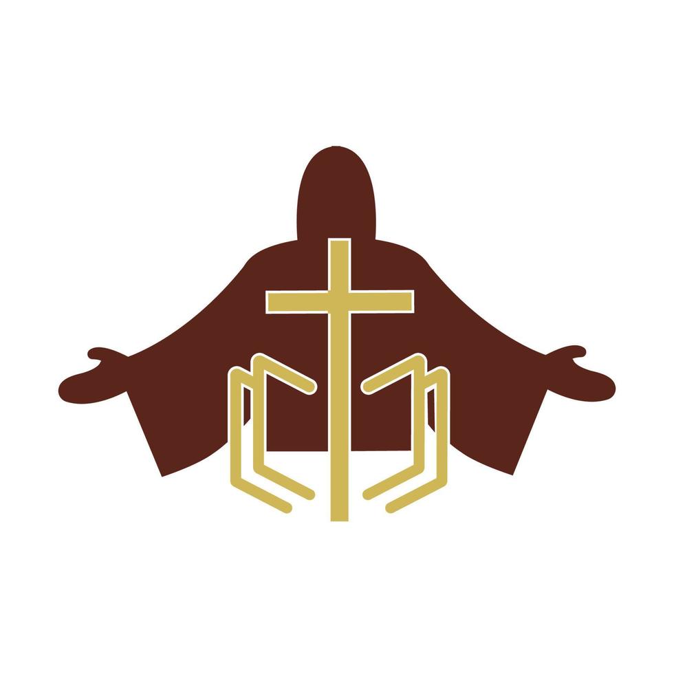 diseño de logotipo de arte de línea cristiana de iglesia, símbolos cristianos. vector