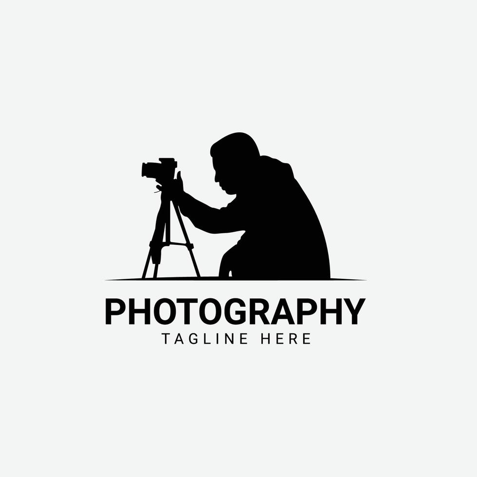 Silhouette men photographer who is looking at the camera vector illustration