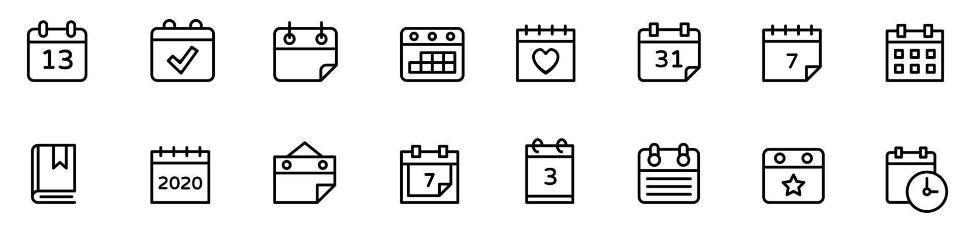 Set collection of calendar icons, calendar symbols set, time management deadline - Vector