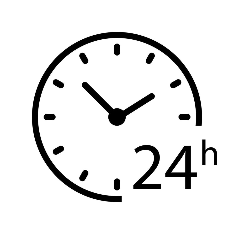 reloj redondo, blanco transparente cara de reloj icono de flecha circular icono de 24 horas - vector