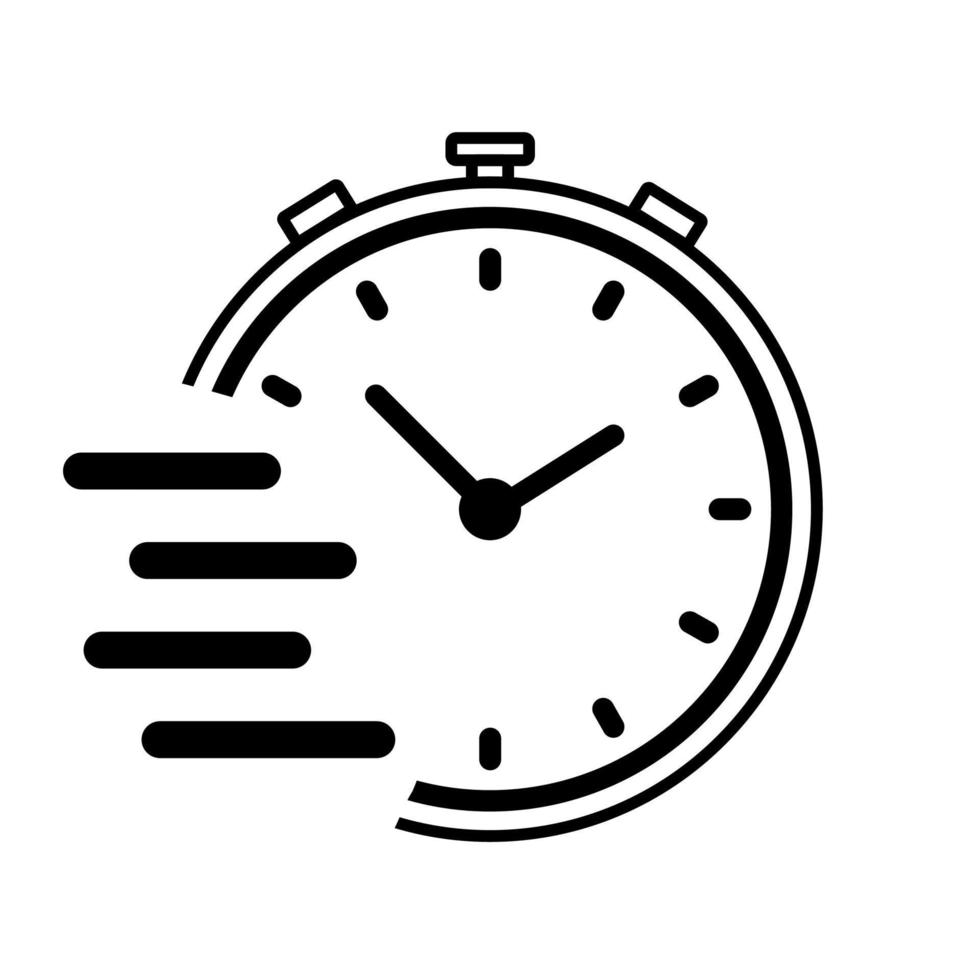 Fast flying time, round clock icon, white transparent clock face arrow