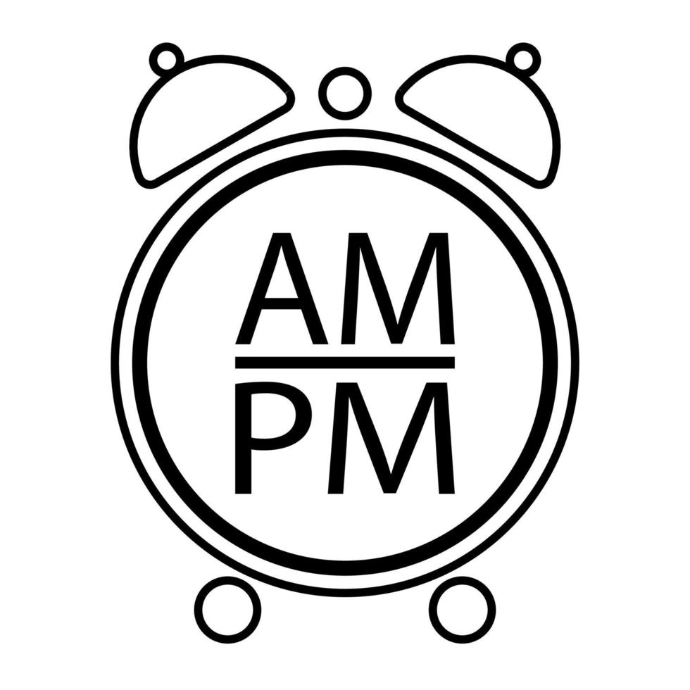 Round alarm clock, white transparent dial arrow icon round AM and PM icon - Vector