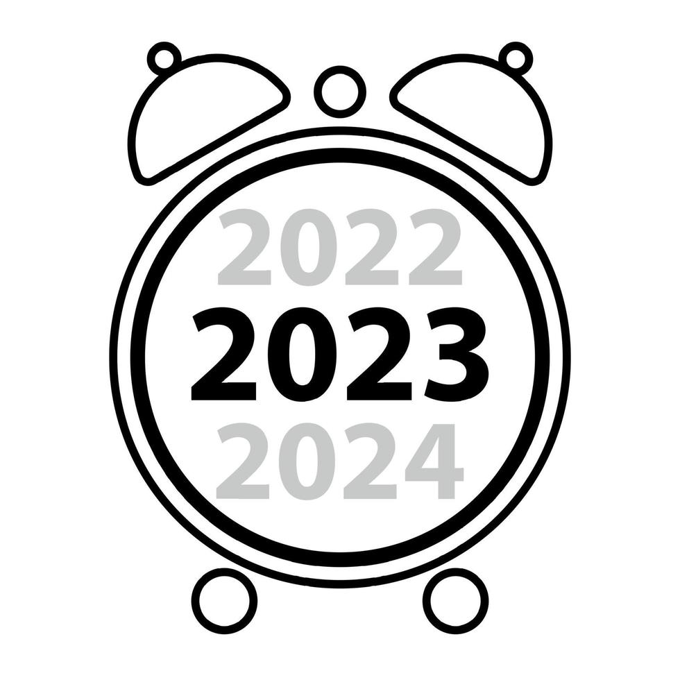 Round clock icon, white transparent dial arrow icon round icon new year 2023 - Vector