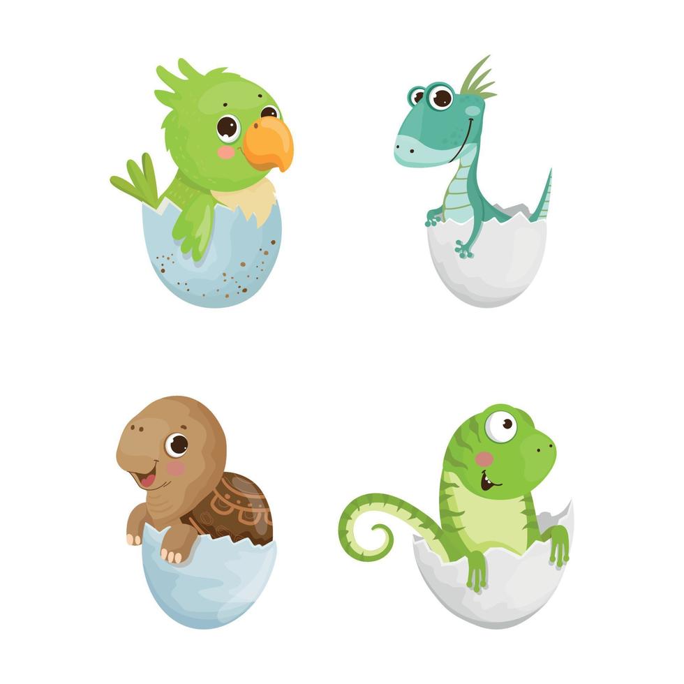Set of Animals in Eggs vector