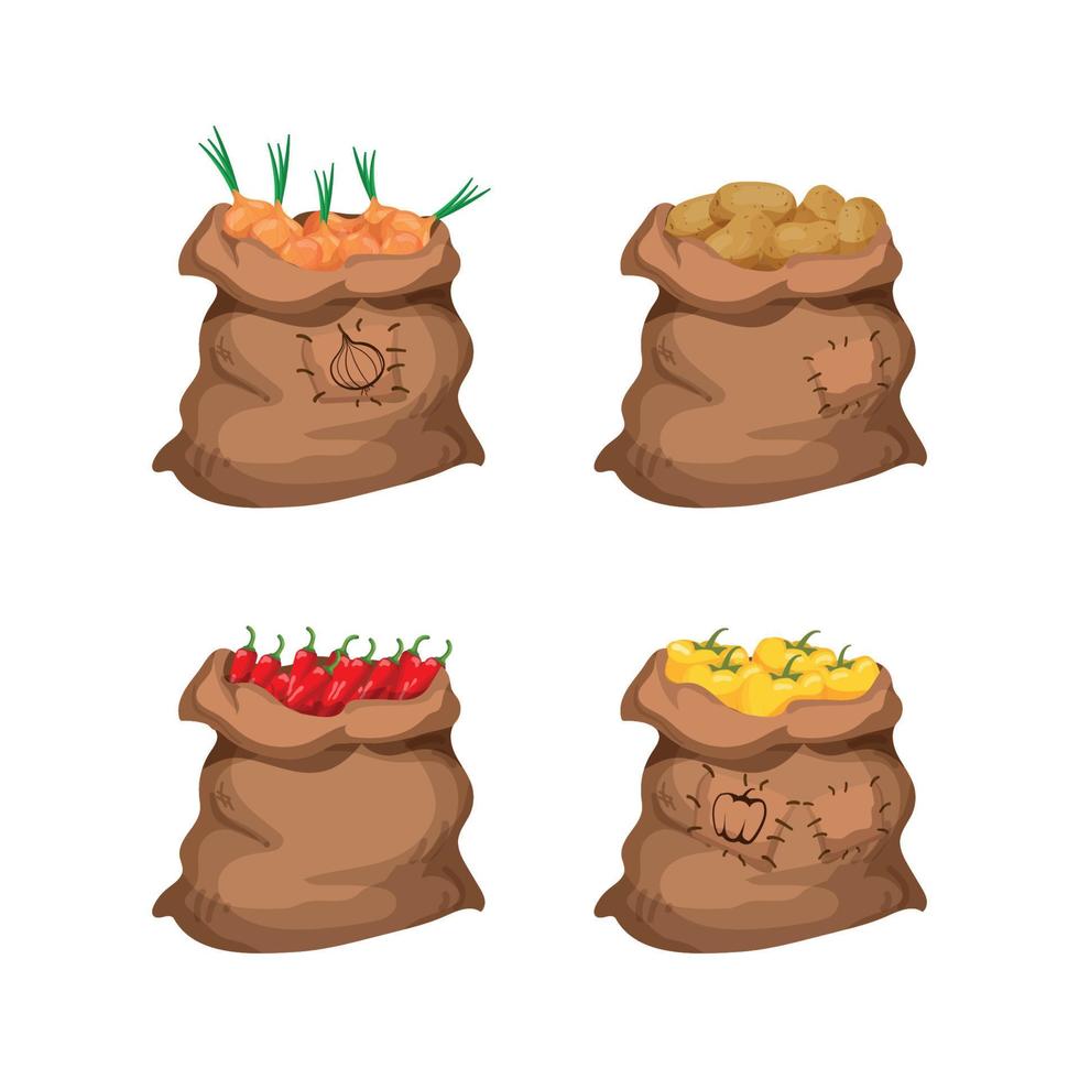 Set of Bags of Groceries vector