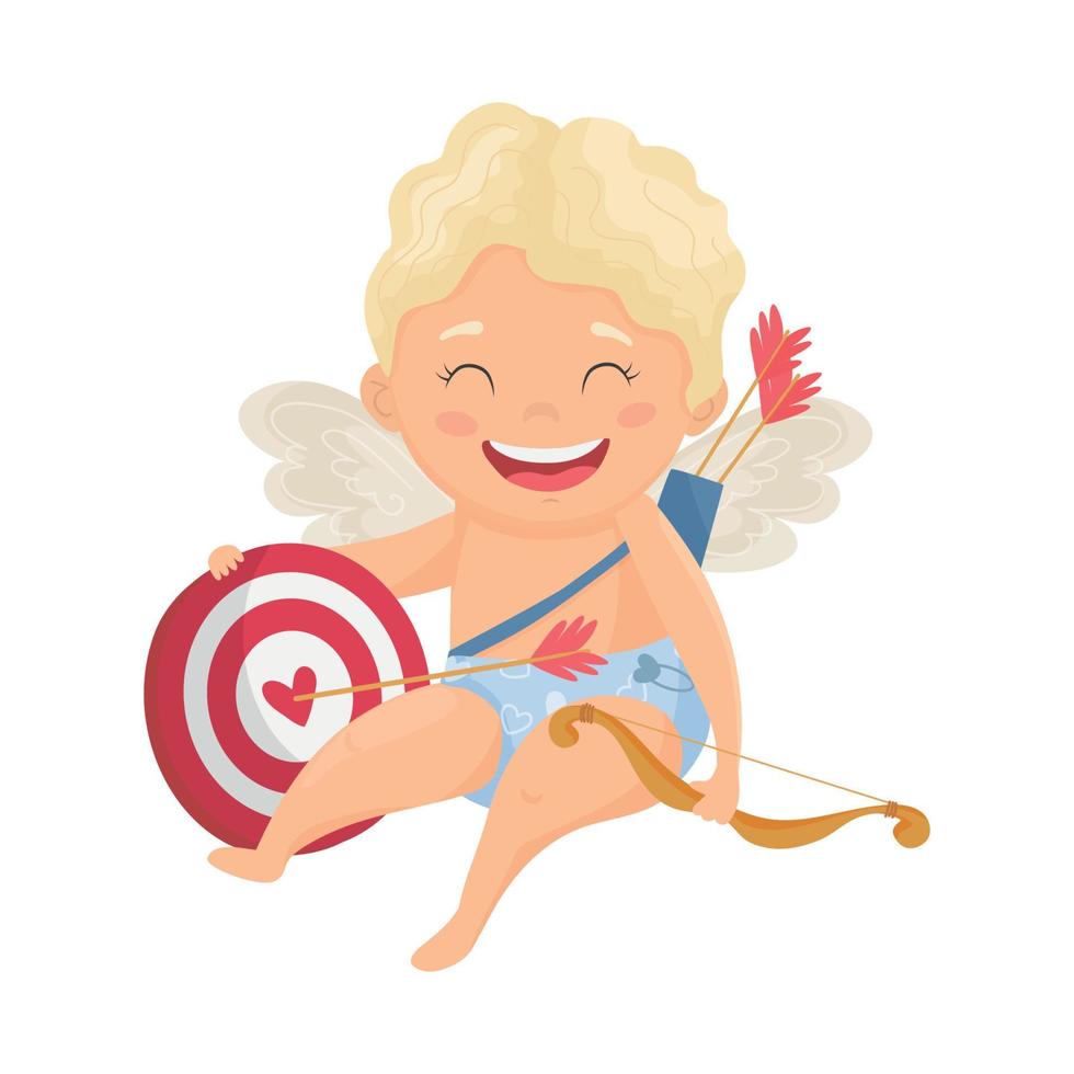 Illustration with cartoon cupid vector