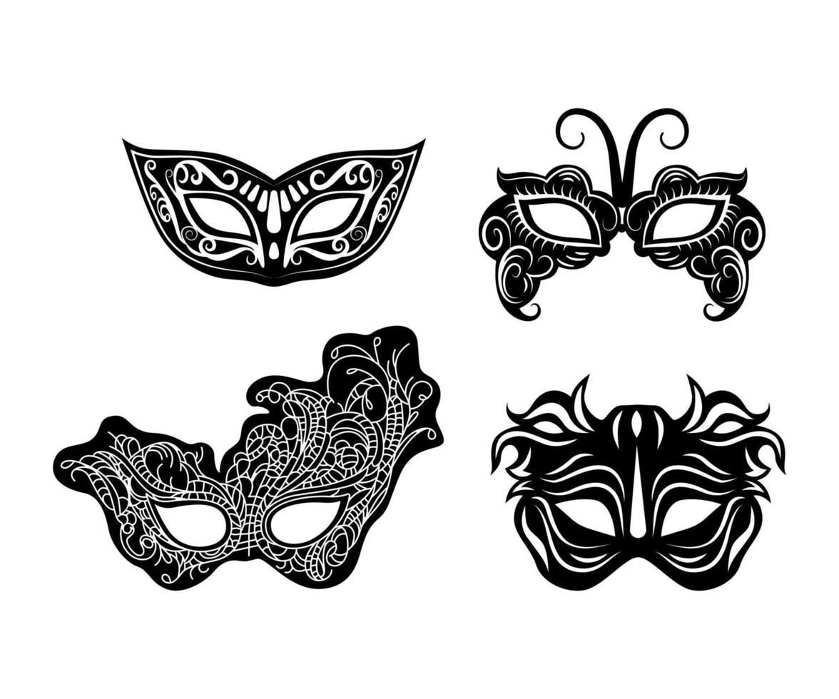 máscaras de carnaval negro vector