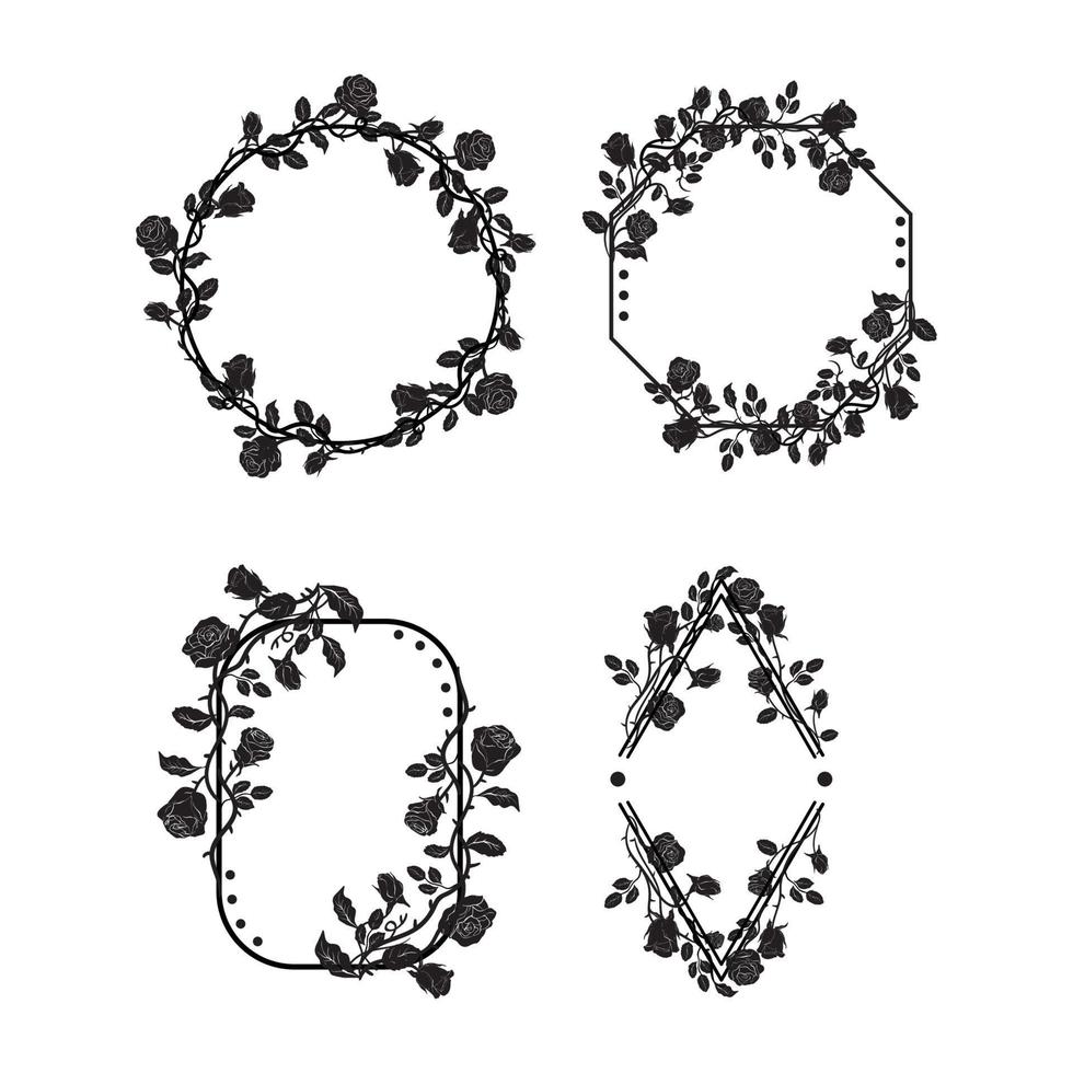 Black Frames of Roses vector