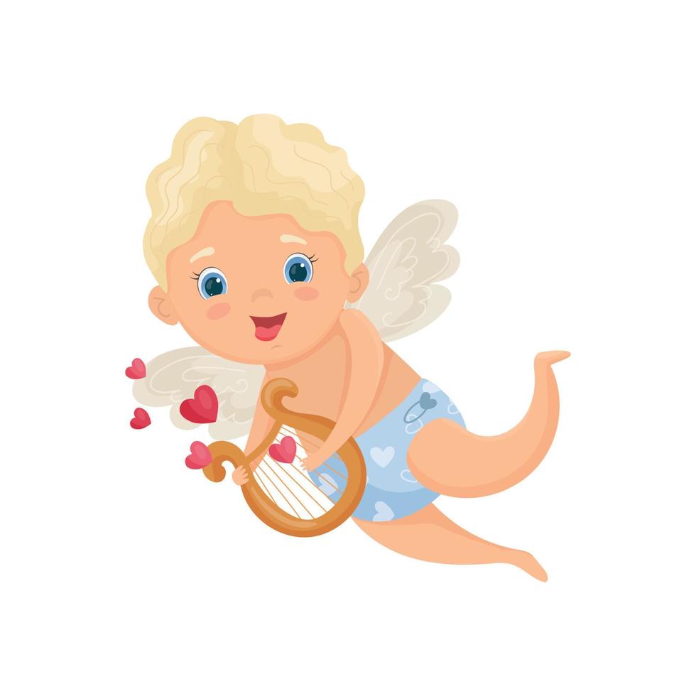 Illustration with cartoon cupid vector