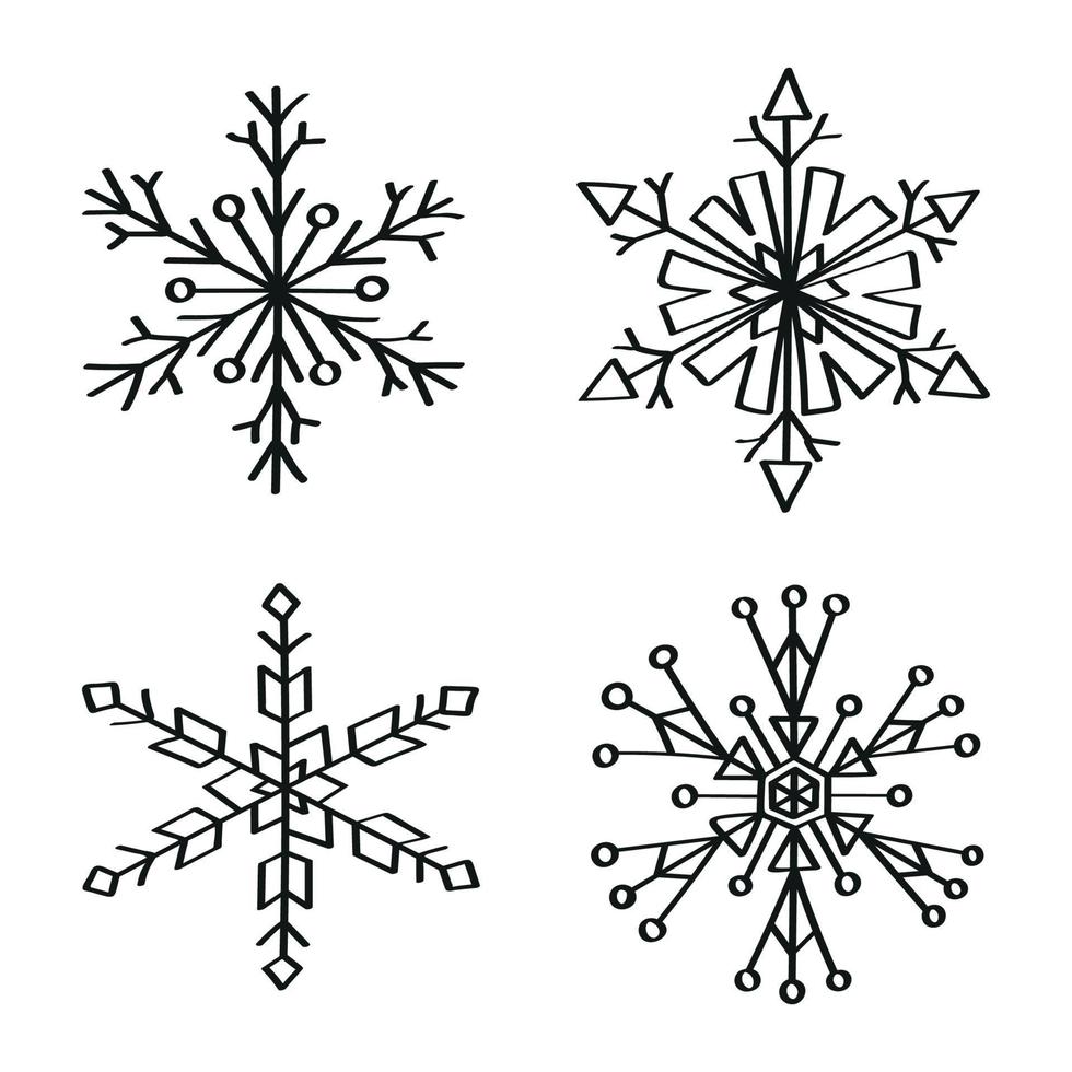 Snowflakes Illustrations in Art Ink Style vector