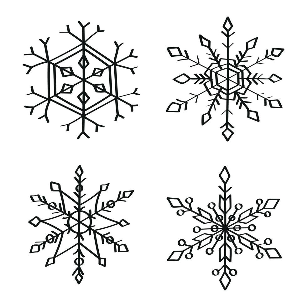 Snowflakes Illustrations in Art Ink Style vector