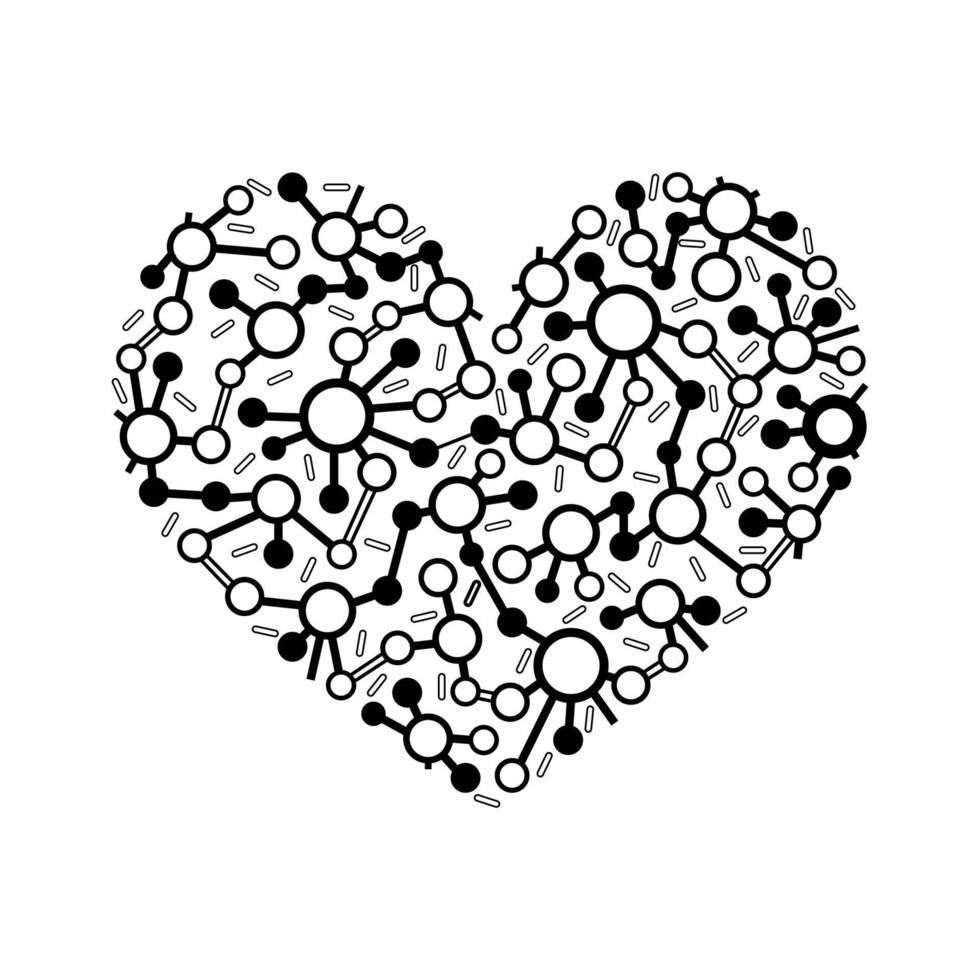 Abstract Heart Illustration in Art Ink Style vector