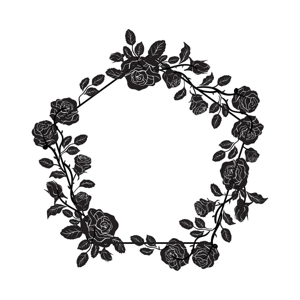 marcos negros de rosas vector