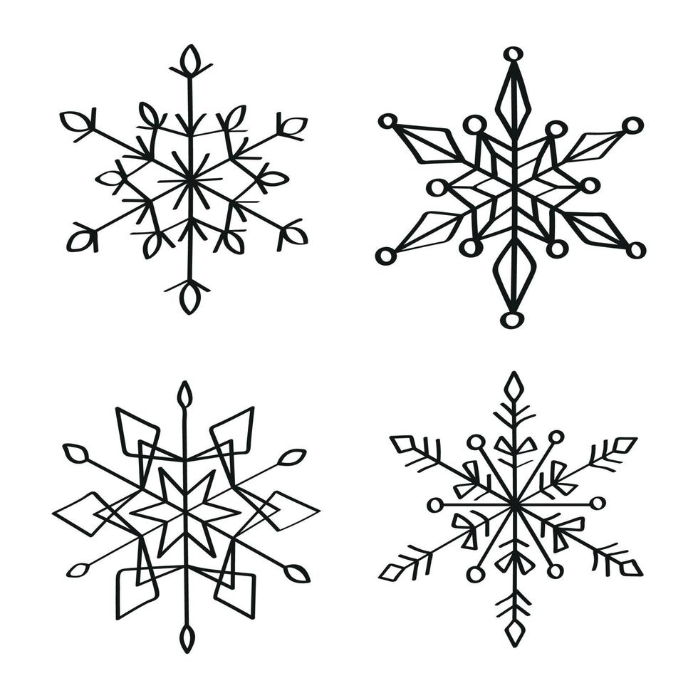 Snowflakes Illustrations in Art Ink Style vector