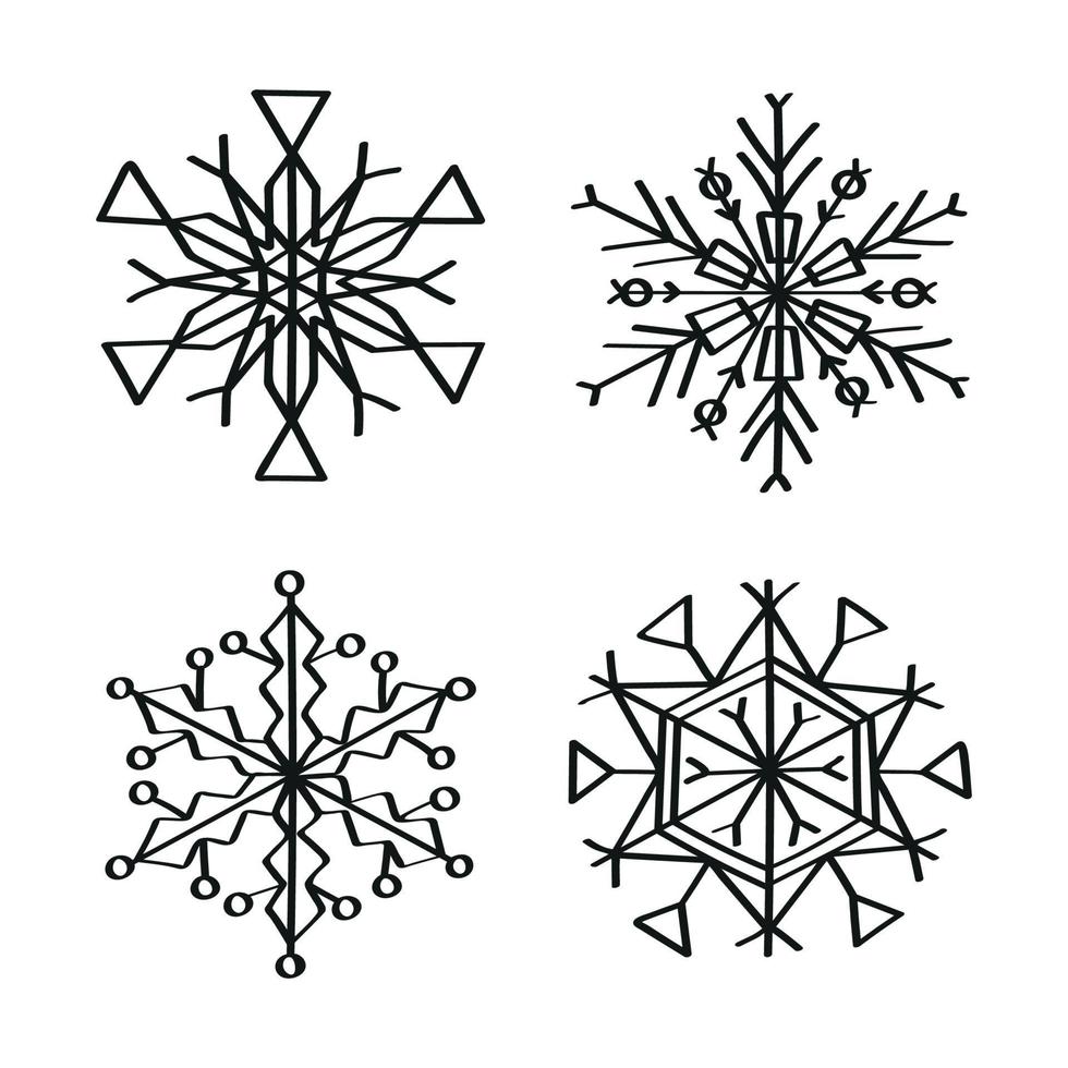 Snowflakes Illustrations in Art Ink Style vector