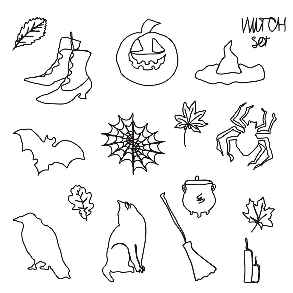 Halloween set holiday october autum vector