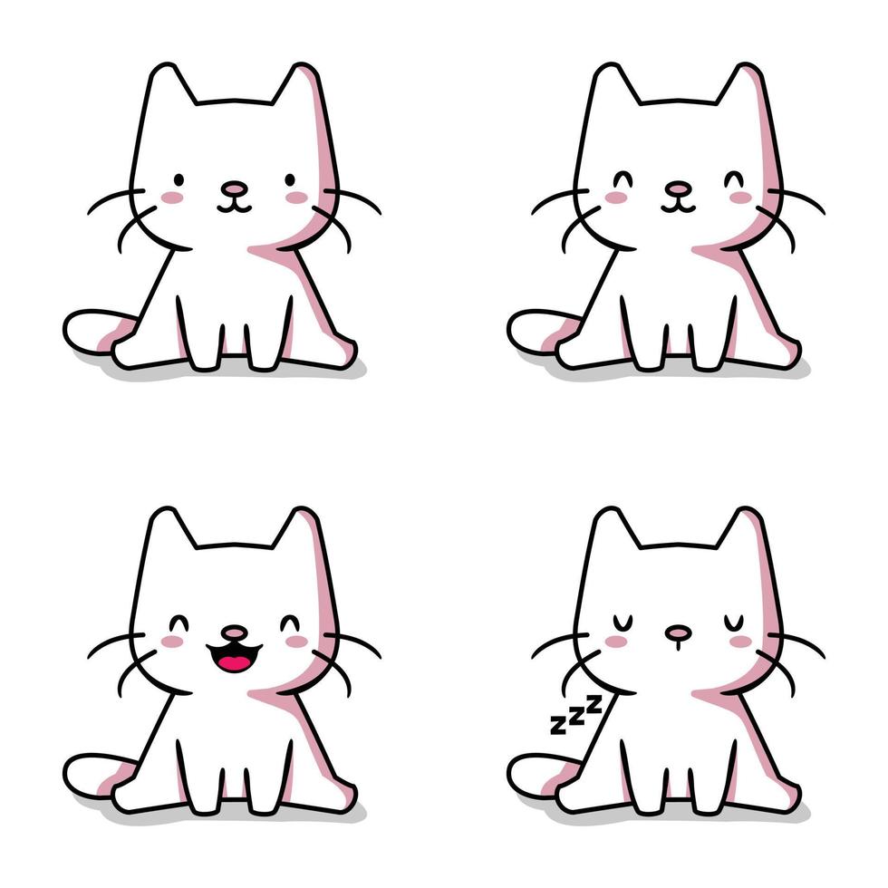 vector illustration of cute kitten emoji