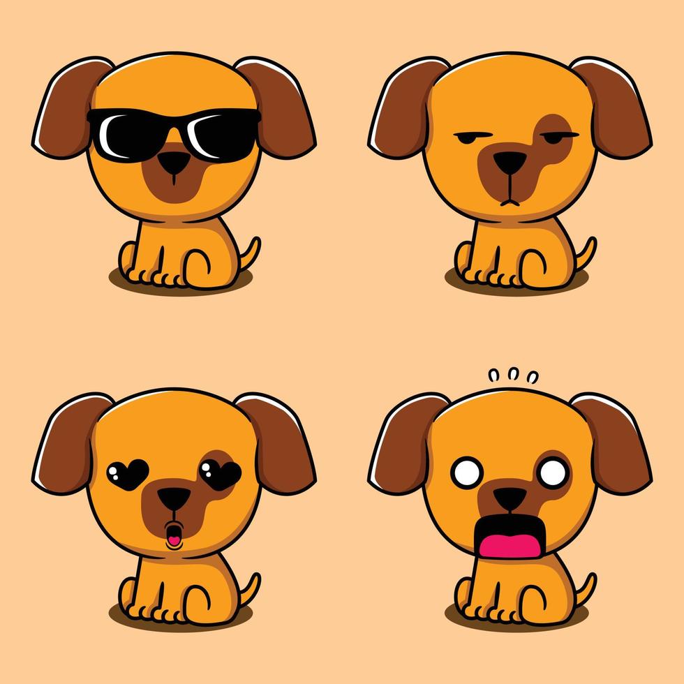 vector illustration of cute puppy emoji