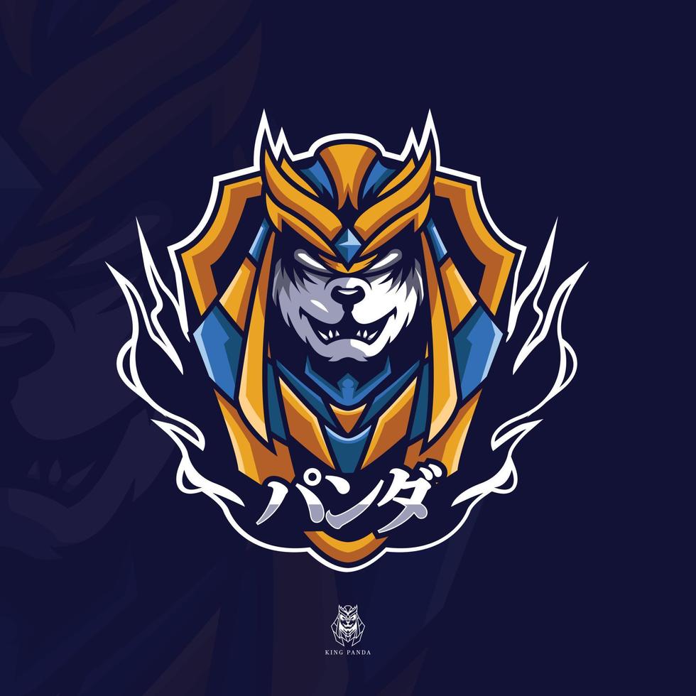 Vector panda king character logo