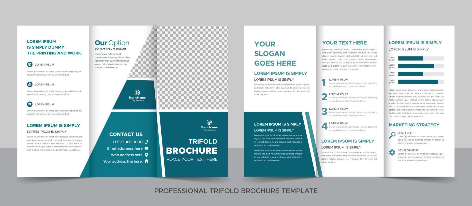 Trifold Brochure Design Template for Your Company, Corporate, Business, Advertising, Marketing, Agency, And Internet Business. vector