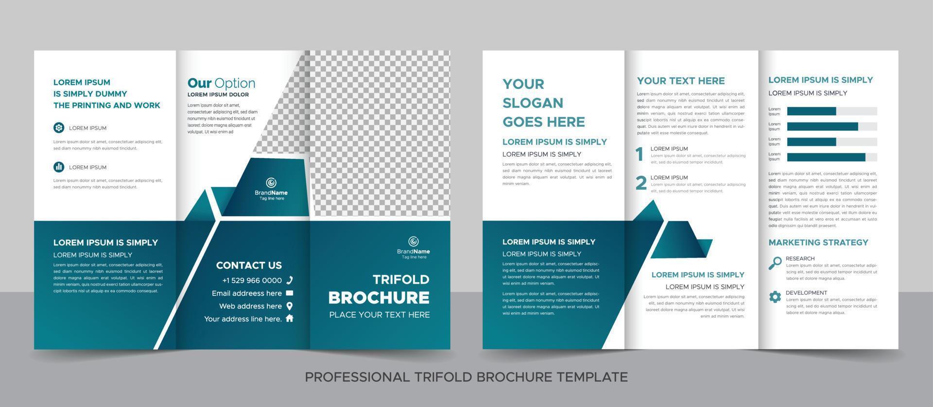 Trifold Brochure Design Template for Your Company, Corporate, Business, Advertising, Marketing, Agency, And Internet Business. vector