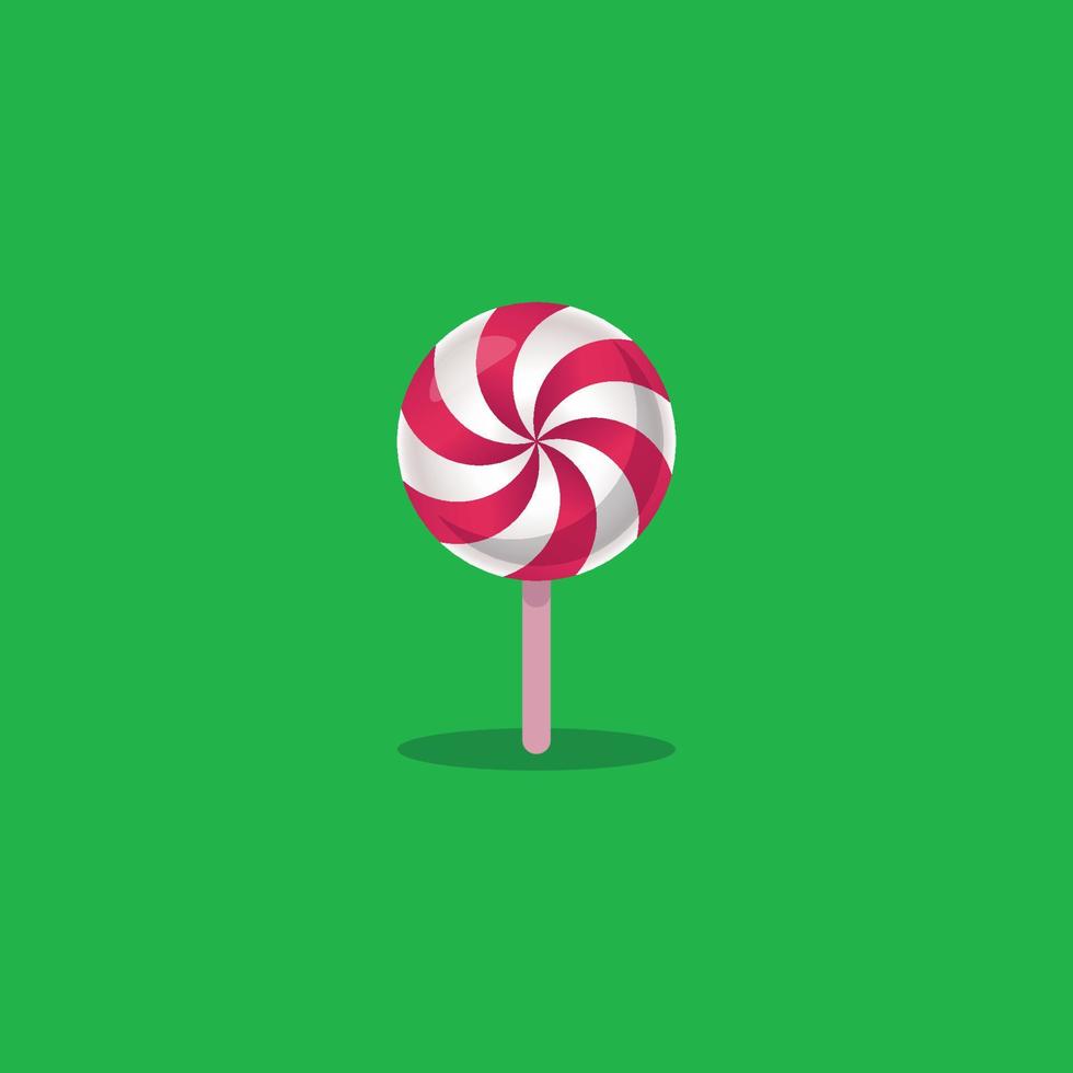 Red and white candy made on a green background vector